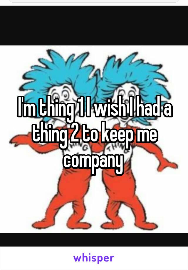 I'm thing 1 I wish I had a thing 2 to keep me company 