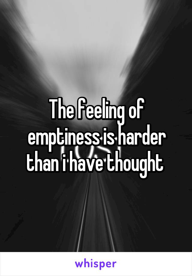 The feeling of emptiness is harder than i have thought 