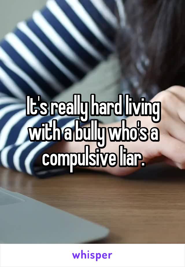 It's really hard living with a bully who's a compulsive liar.