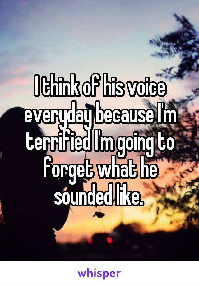 I think of his voice everyday because I'm terrified I'm going to forget what he sounded like. 