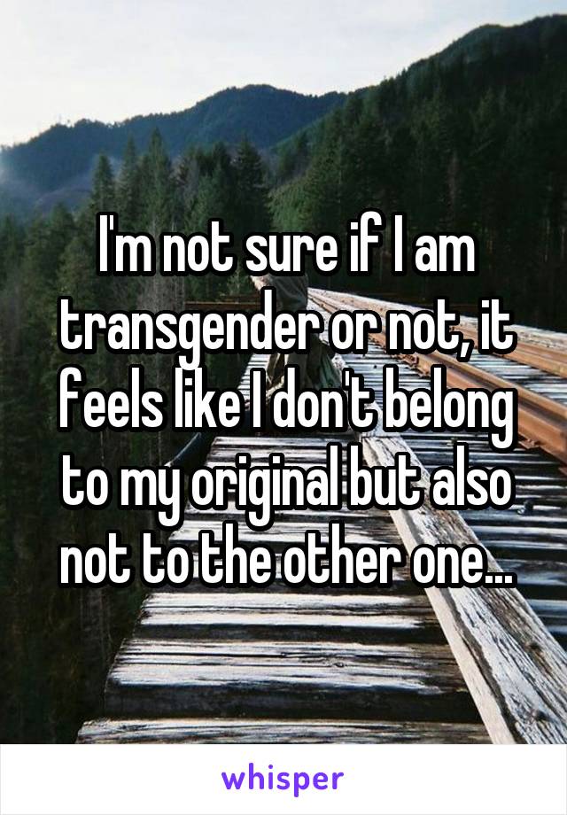 I'm not sure if I am transgender or not, it feels like I don't belong to my original but also not to the other one...