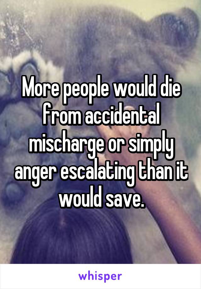 More people would die from accidental mischarge or simply anger escalating than it would save.