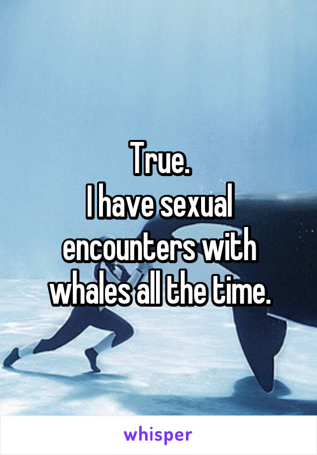 True.
I have sexual encounters with whales all the time.