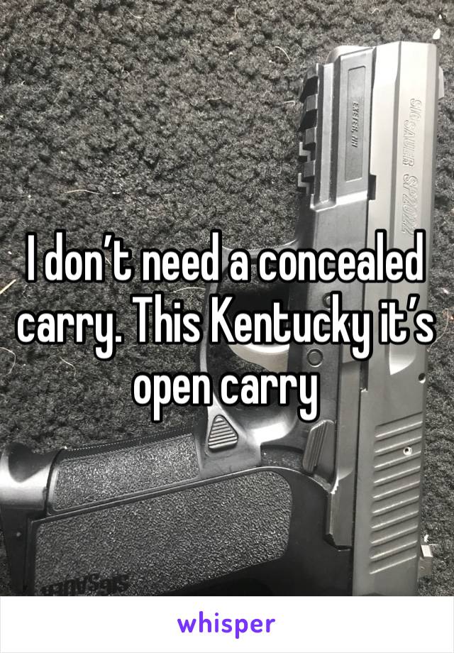 I don’t need a concealed carry. This Kentucky it’s open carry 