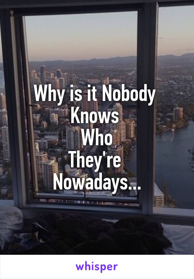 Why is it Nobody 
Knows 
Who
They're 
Nowadays...