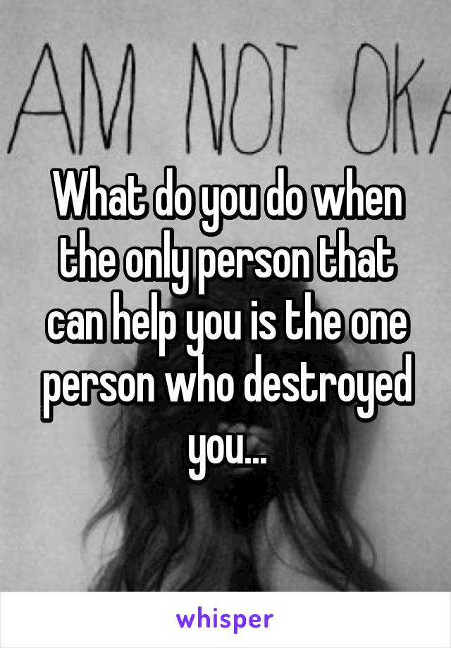 What do you do when the only person that can help you is the one person who destroyed you...