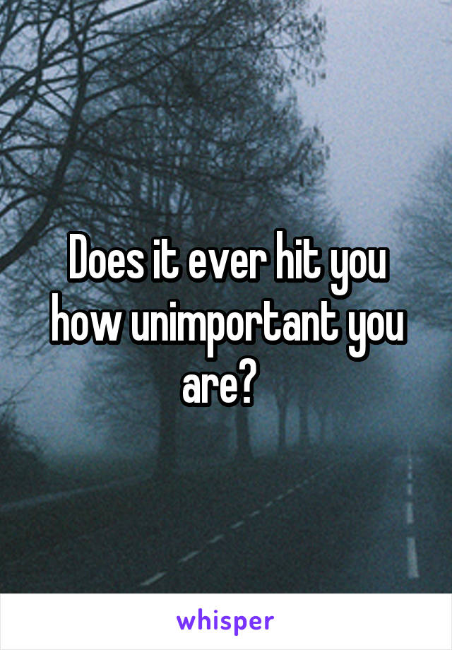 Does it ever hit you how unimportant you are?  