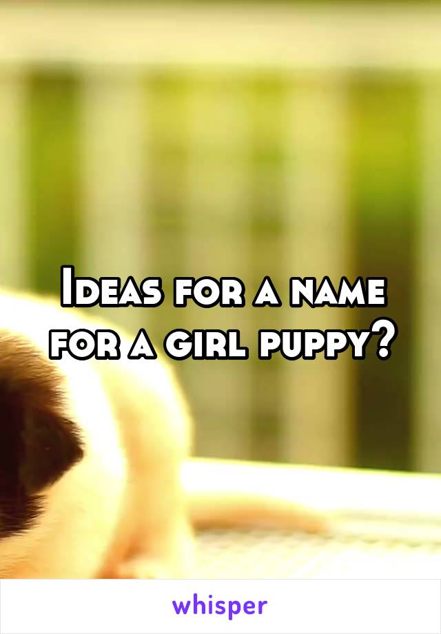 Ideas for a name for a girl puppy?