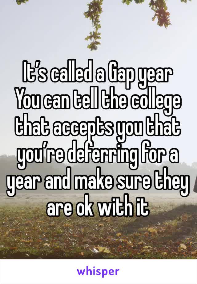 It’s called a Gap year
You can tell the college that accepts you that you’re deferring for a year and make sure they are ok with it 