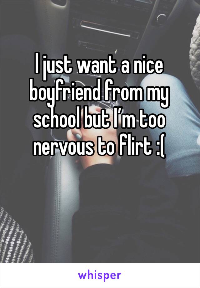 I just want a nice boyfriend from my school but I’m too nervous to flirt :(