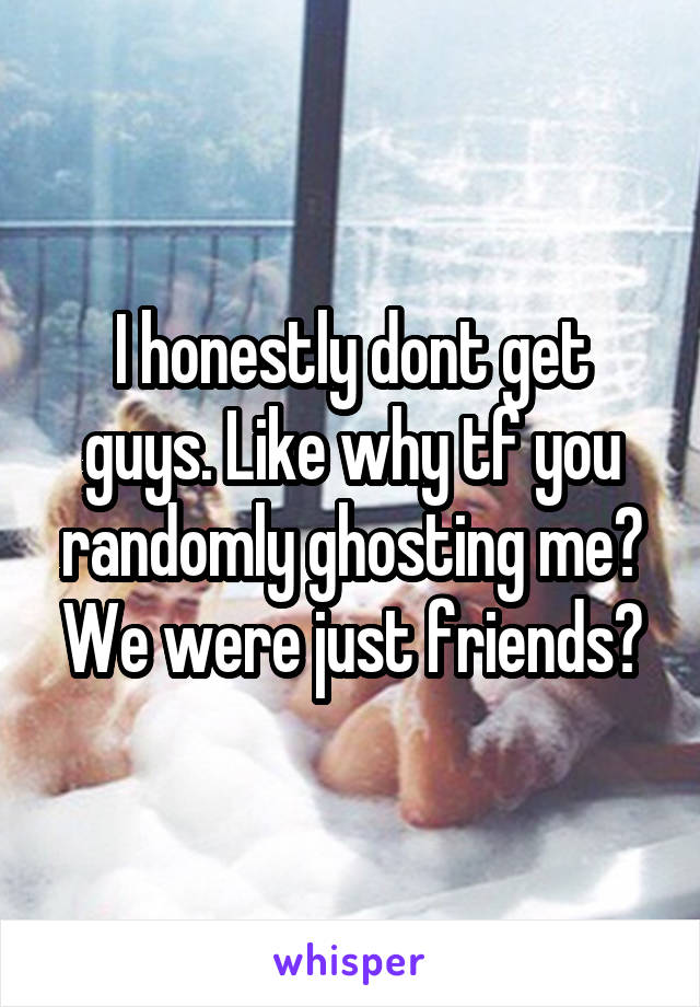 I honestly dont get guys. Like why tf you randomly ghosting me? We were just friends?
