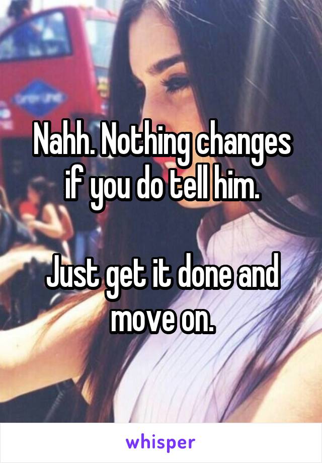 Nahh. Nothing changes if you do tell him.

Just get it done and move on.