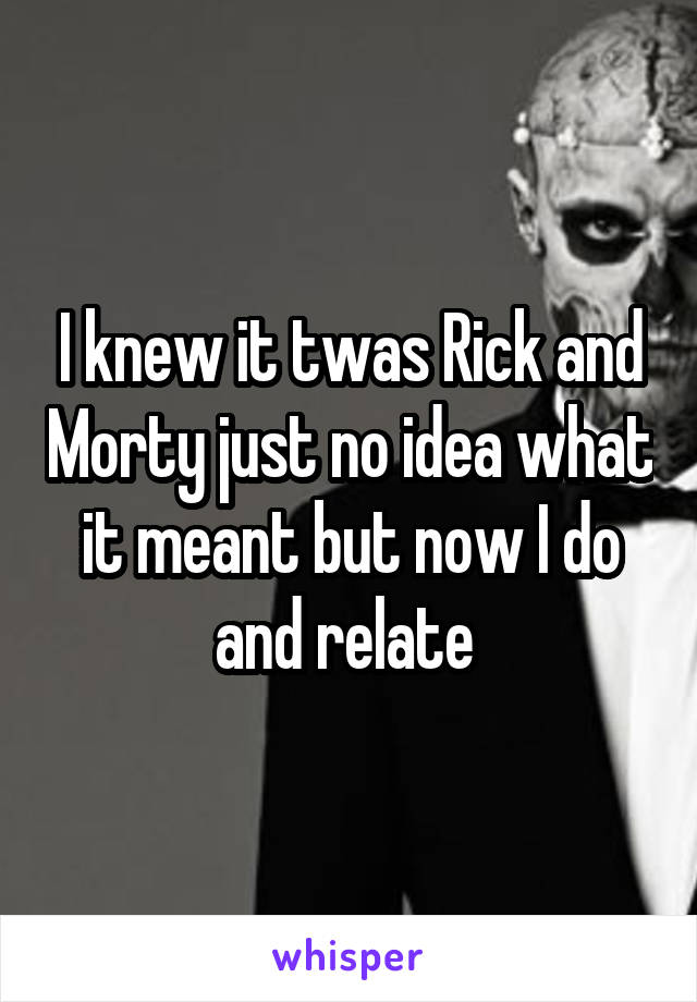 I knew it twas Rick and Morty just no idea what it meant but now I do and relate 