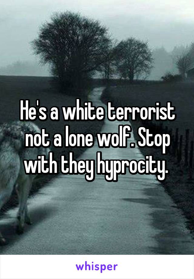 He's a white terrorist not a lone wolf. Stop with they hyprocity. 