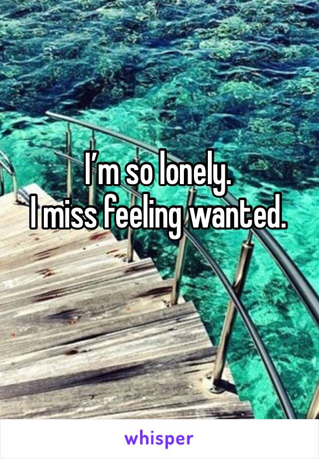 I’m so lonely.
I miss feeling wanted. 