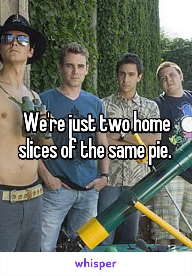 We're just two home slices of the same pie. 