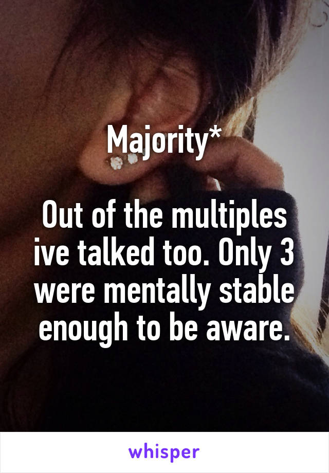 Majority*

Out of the multiples ive talked too. Only 3 were mentally stable enough to be aware.