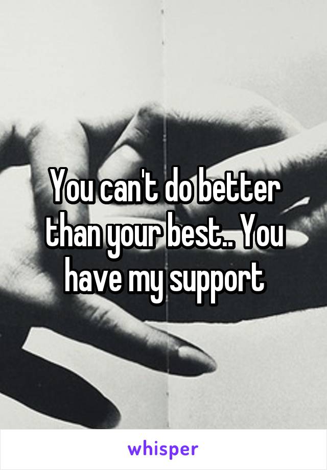 You can't do better than your best.. You have my support