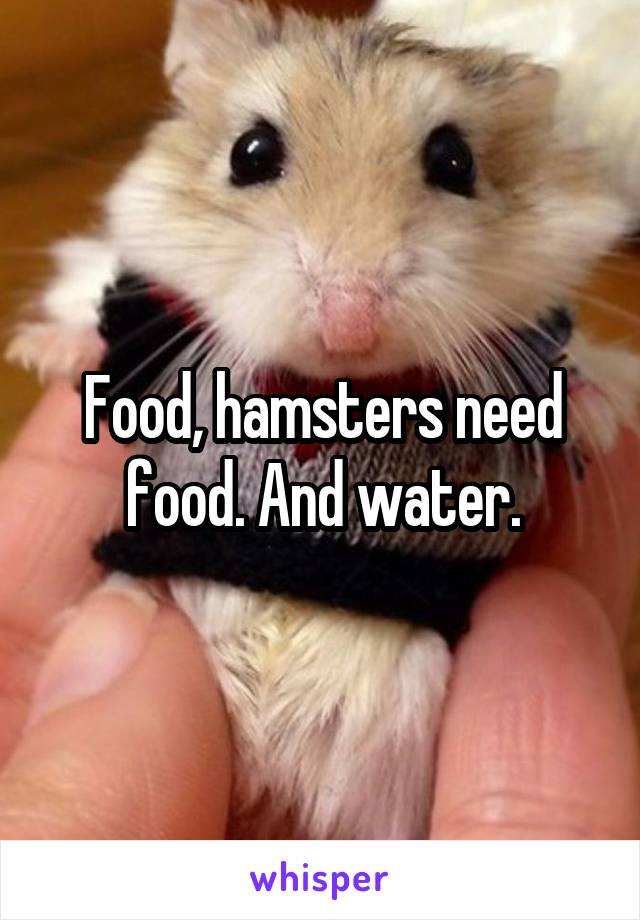 Food, hamsters need food. And water.