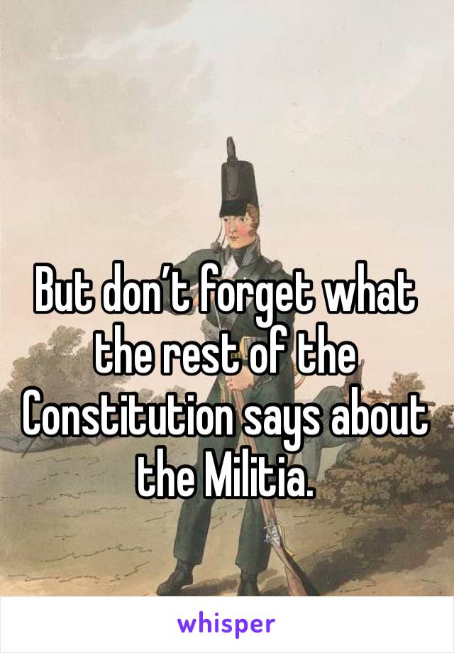 But don’t forget what the rest of the Constitution says about the Militia.