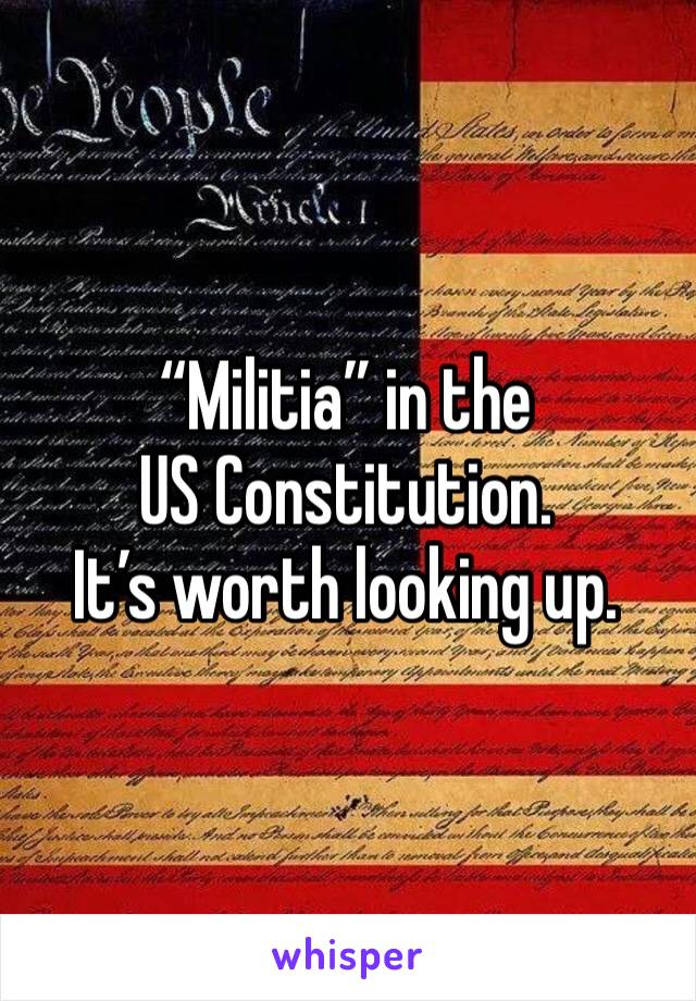 “Militia” in the 
US Constitution.  
It’s worth looking up.