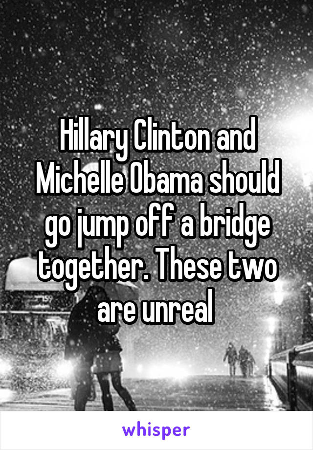 Hillary Clinton and Michelle Obama should go jump off a bridge together. These two are unreal 
