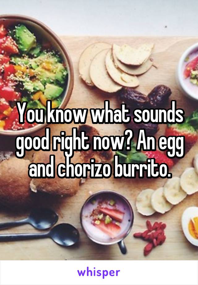 You know what sounds good right now? An egg and chorizo burrito.