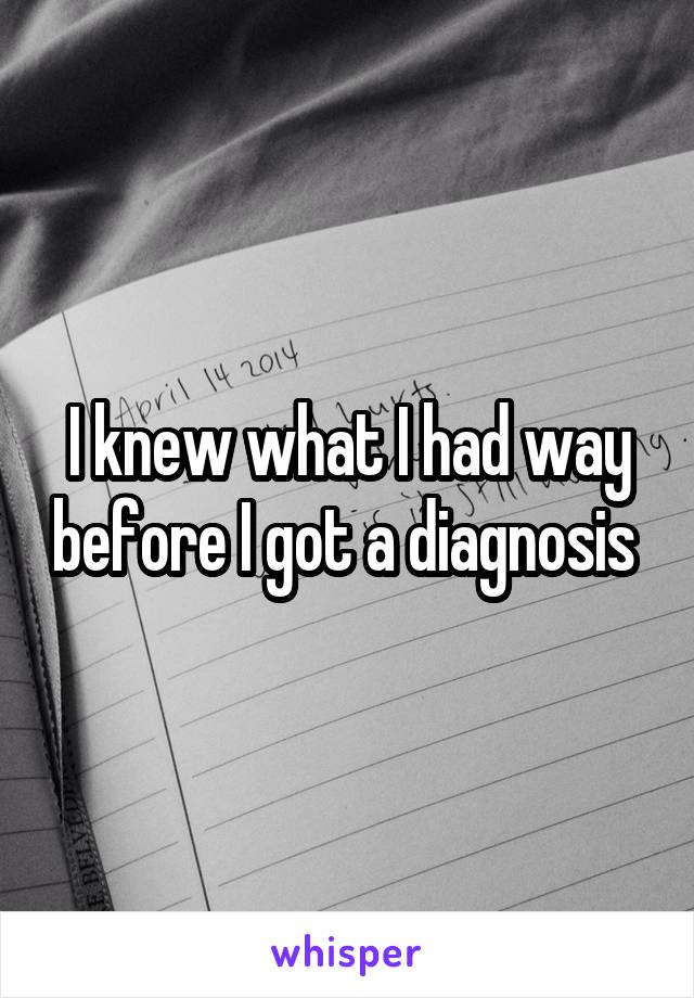 I knew what I had way before I got a diagnosis 