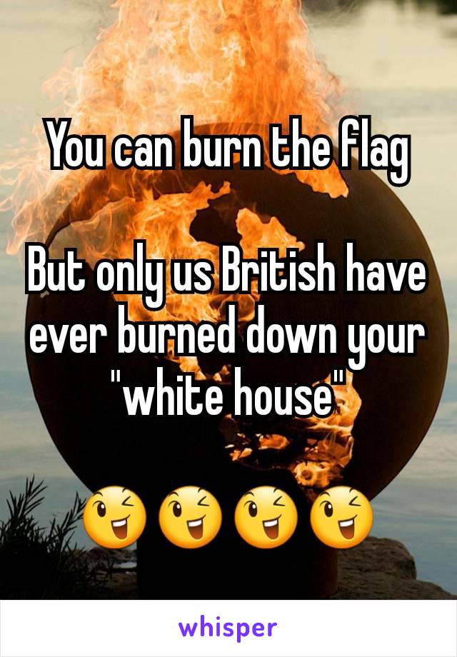 You can burn the flag

But only us British have ever burned down your "white house"

😉😉😉😉