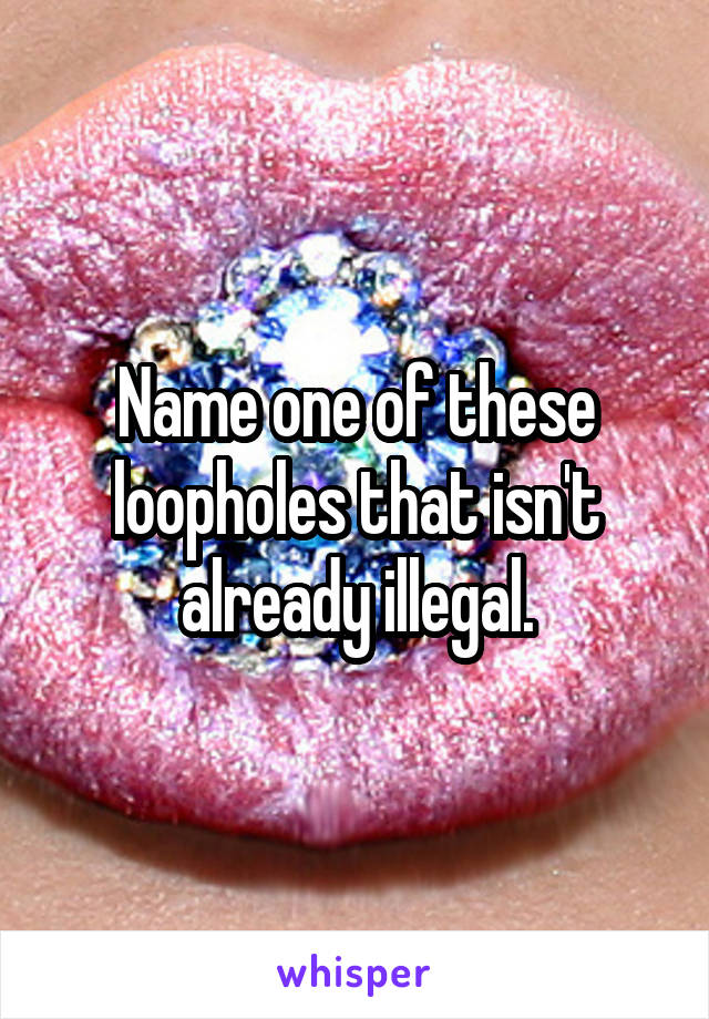 Name one of these loopholes that isn't already illegal.