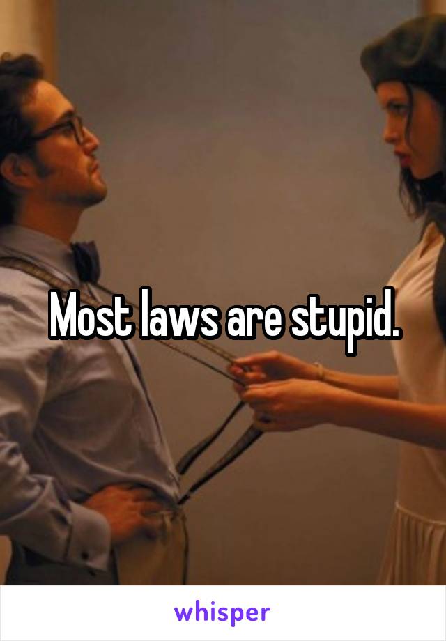 Most laws are stupid.