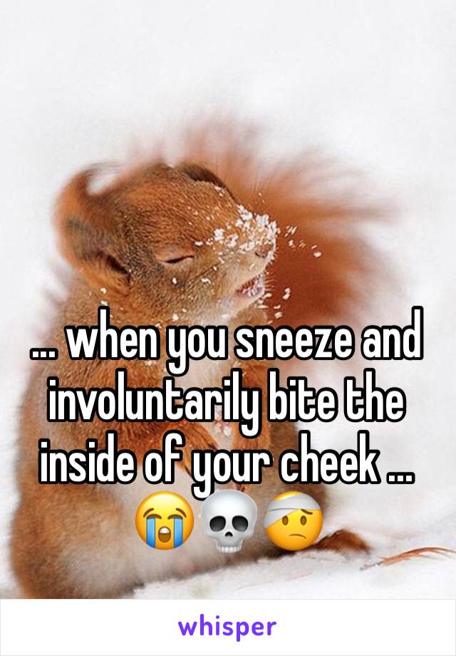 ... when you sneeze and involuntarily bite the inside of your cheek ...
😭💀🤕