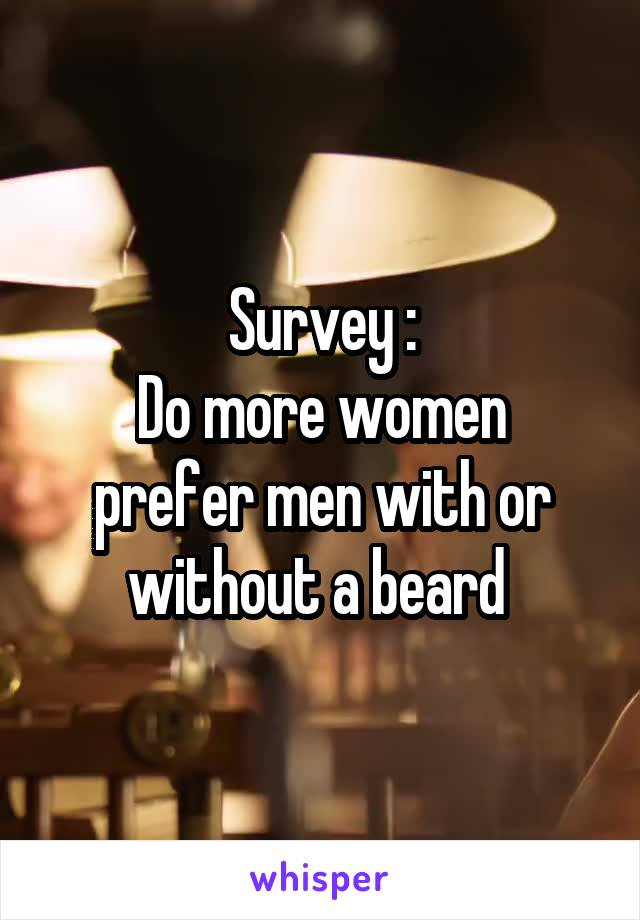 Survey :
Do more women prefer men with or without a beard 