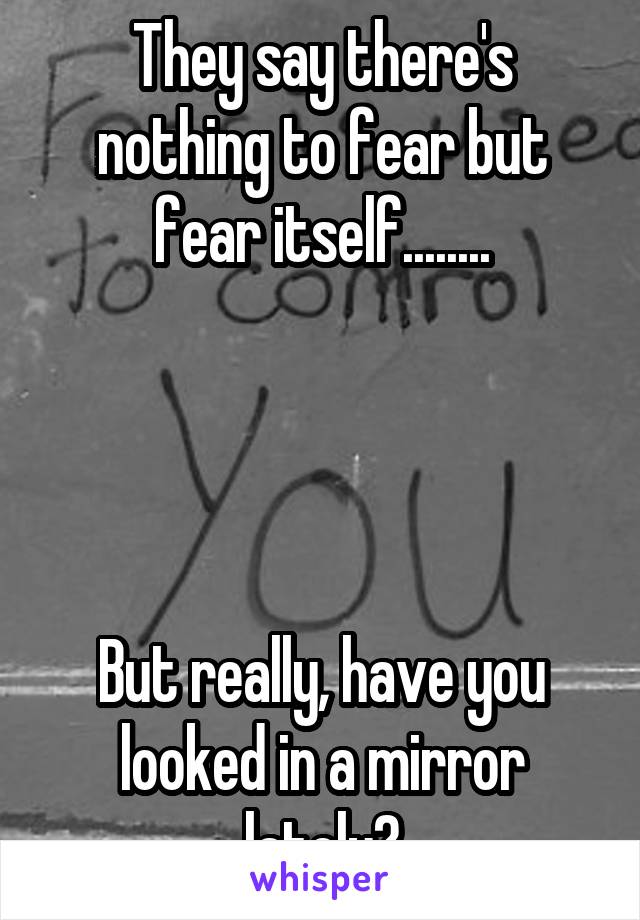 They say there's nothing to fear but fear itself........




But really, have you looked in a mirror lately?
