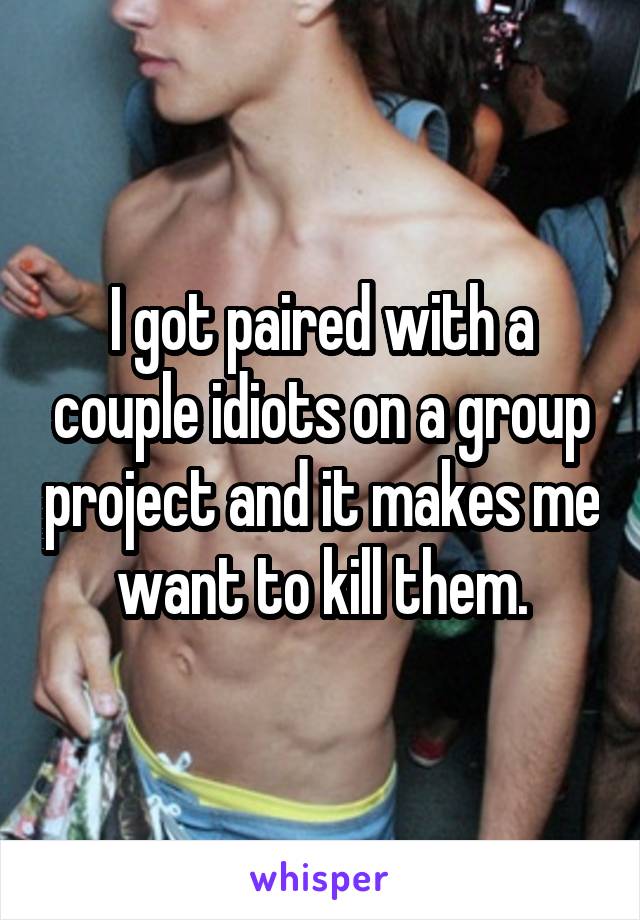 I got paired with a couple idiots on a group project and it makes me want to kill them.