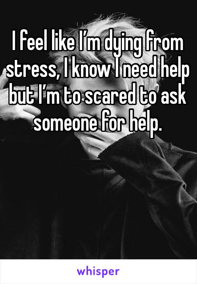 I feel like I’m dying from stress, I know I need help but I’m to scared to ask someone for help.