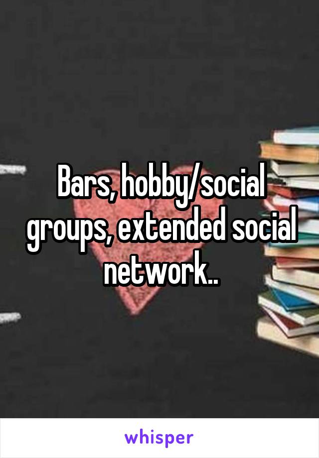 Bars, hobby/social groups, extended social network..