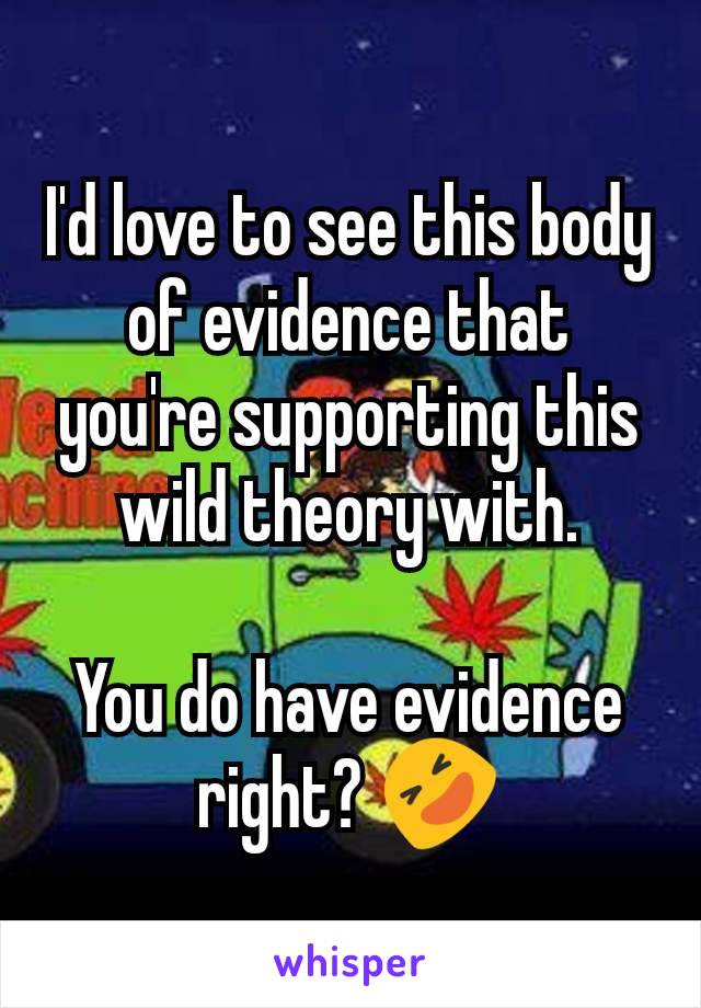 I'd love to see this body of evidence that you're supporting this wild theory with.

You do have evidence right? 🤣
