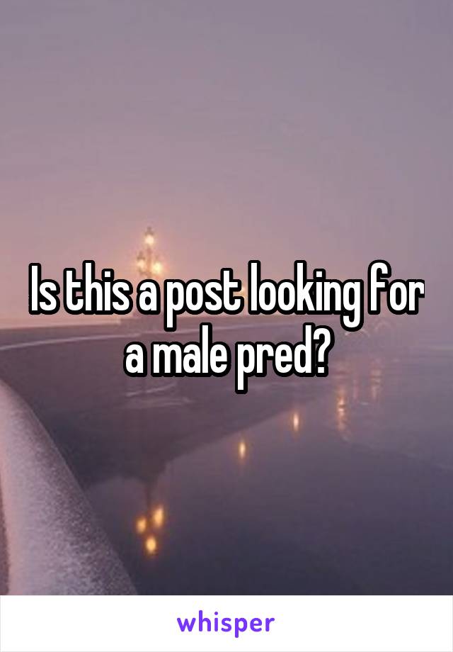 Is this a post looking for a male pred?