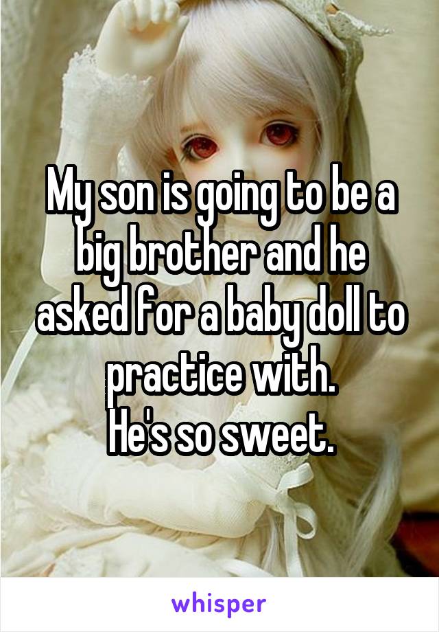 My son is going to be a big brother and he asked for a baby doll to practice with.
He's so sweet.