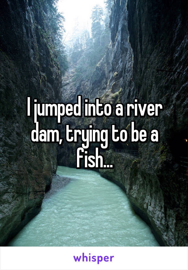 I jumped into a river dam, trying to be a fish...