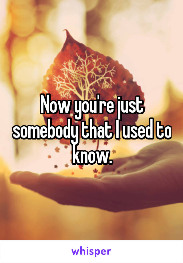 Now you're just somebody that I used to know.