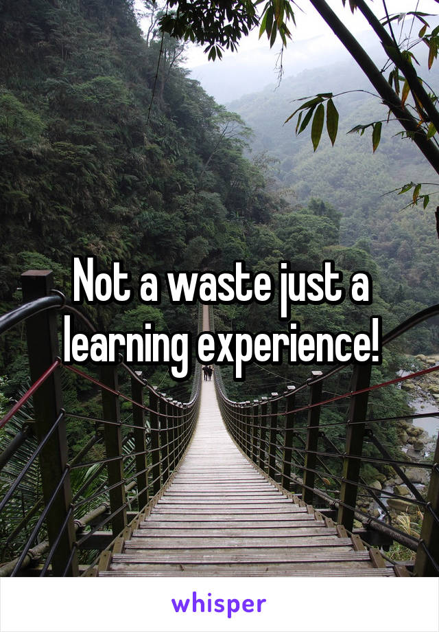 Not a waste just a learning experience!