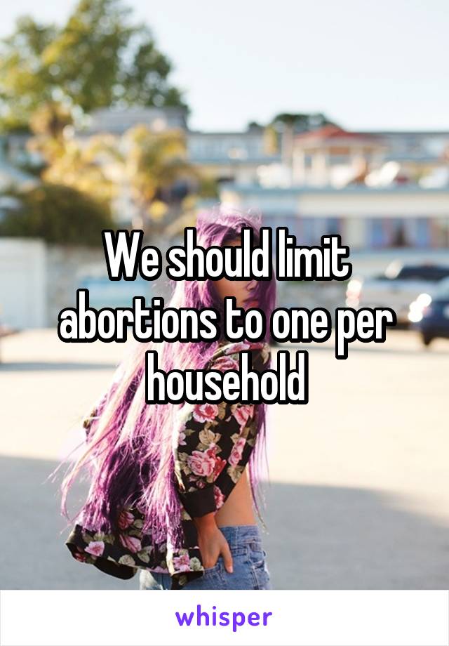 We should limit abortions to one per household