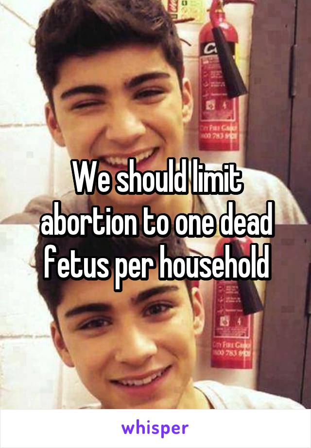 We should limit abortion to one dead fetus per household