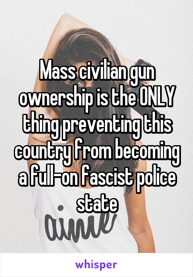 Mass civilian gun ownership is the ONLY thing preventing this country from becoming a full-on fascist police state