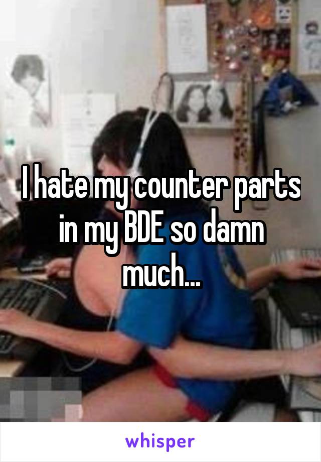 I hate my counter parts in my BDE so damn much...