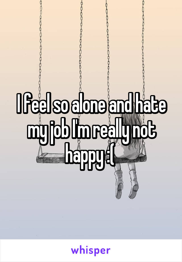 I feel so alone and hate my job I'm really not happy :( 