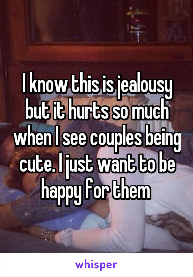 I know this is jealousy but it hurts so much when I see couples being cute. I just want to be happy for them 