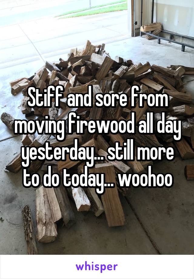 Stiff and sore from moving firewood all day yesterday... still more to do today... woohoo